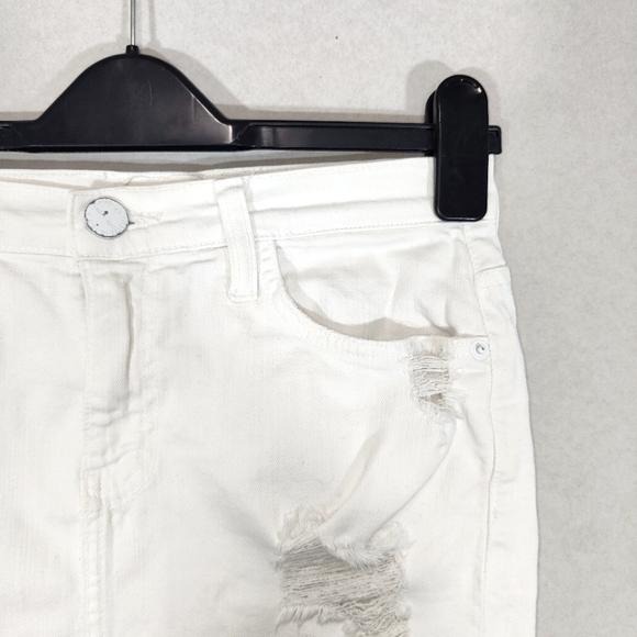 Current Elliot White Distressed Skirt Pencil Size UK 10 Waist 27in The Stiletto - Picture 3 of 11